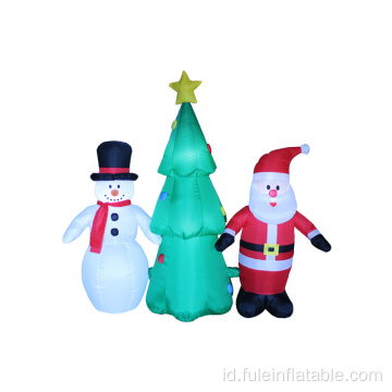 Liburan tiup Santa Snowman &amp; Pohon untuk Natal